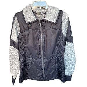 Mondetta Black‎ & Gray Full Zip Sweatshirt Jacket Hybrid Women's Size L